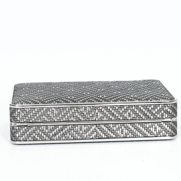 Silver Metallic Pearl Leather Medium Box Clutch - Picture 2 of 5